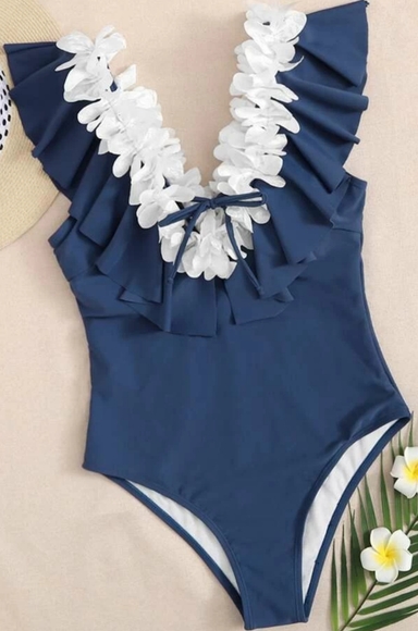 ruffle trim swimsuit